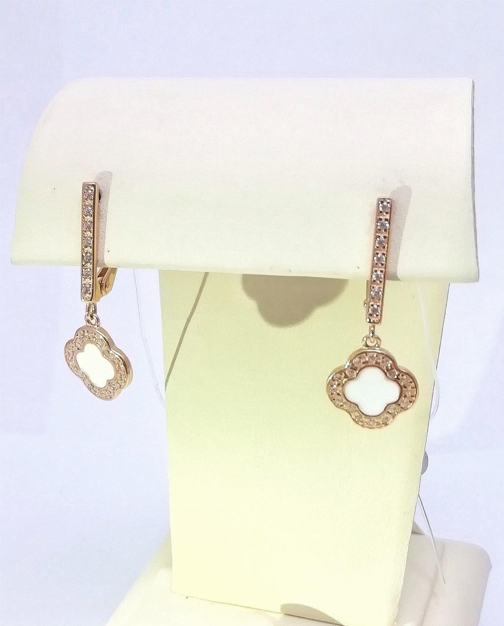 Золотые серьги, вставка фианит