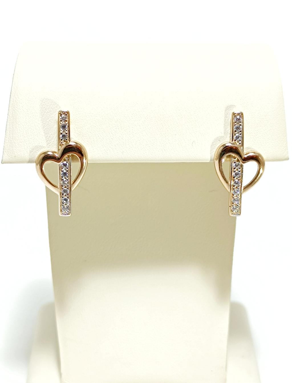 Золотые серьги женские, вставка фианит