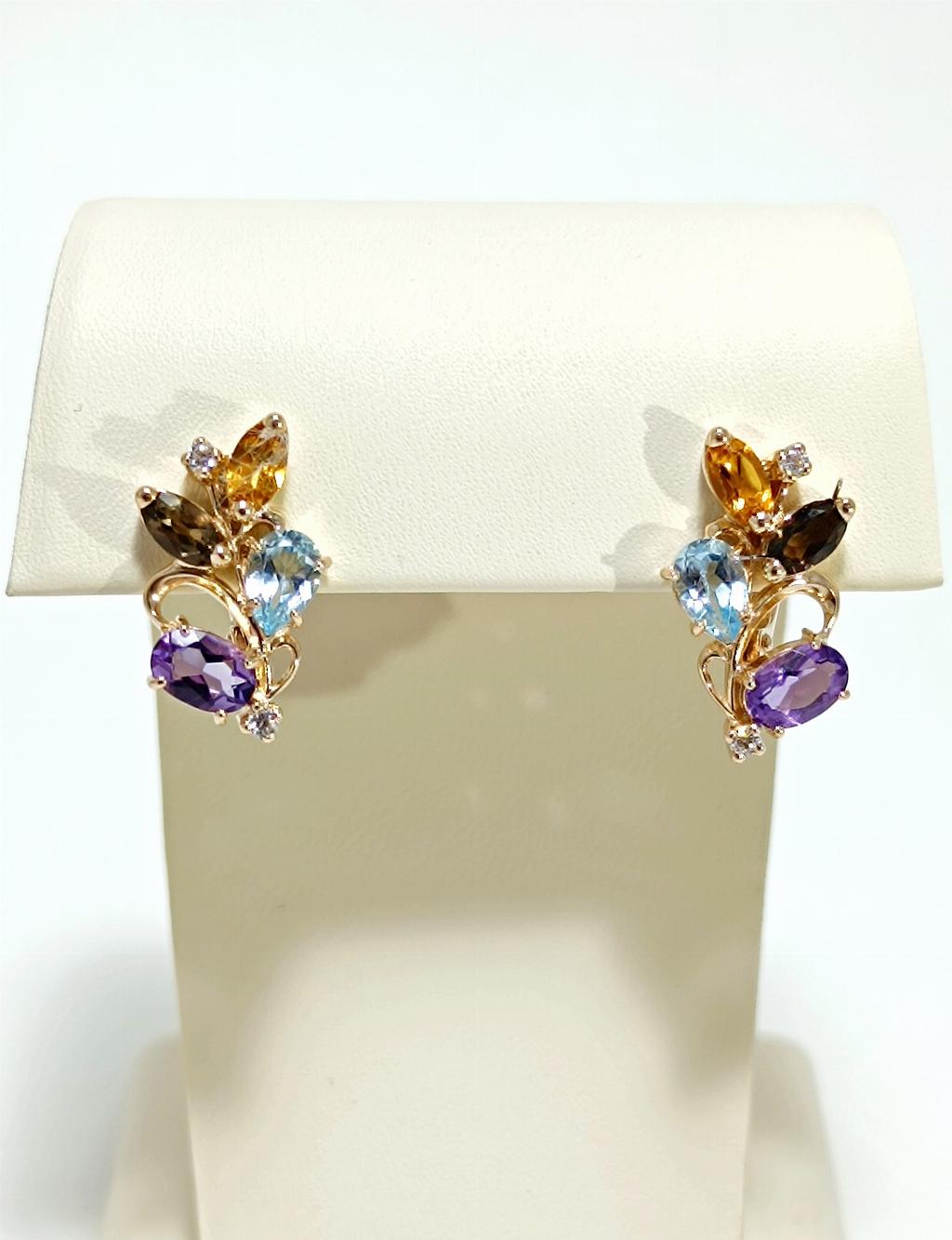 Золотые серьги женские, вставка фианит