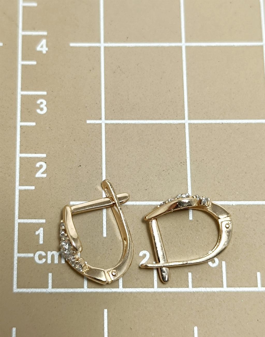 Золотые серьги, вставка фианит