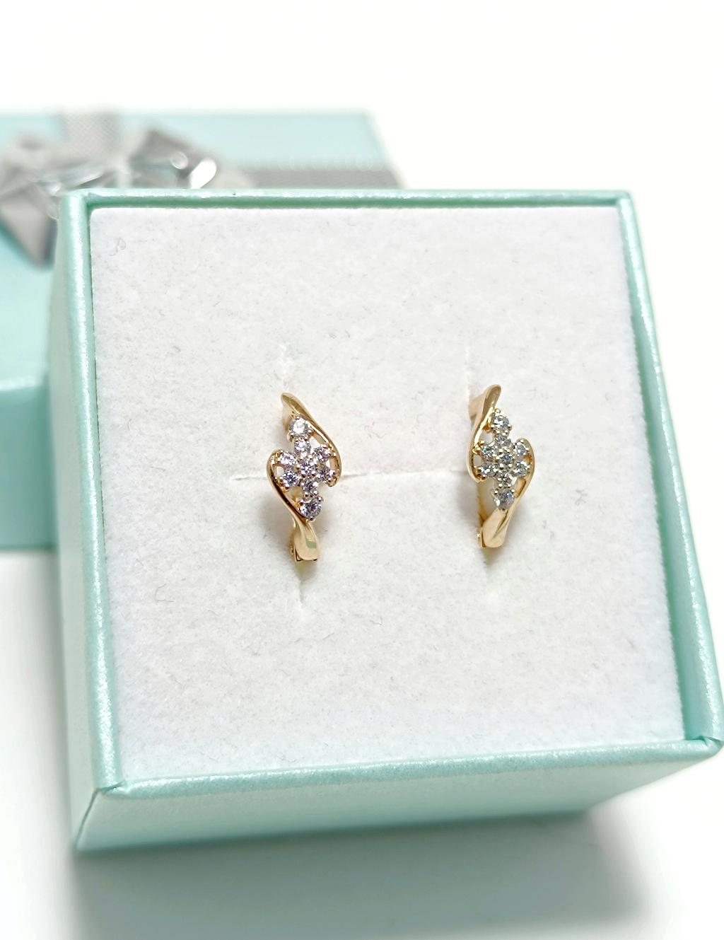 Золотые серьги, вставка фианит