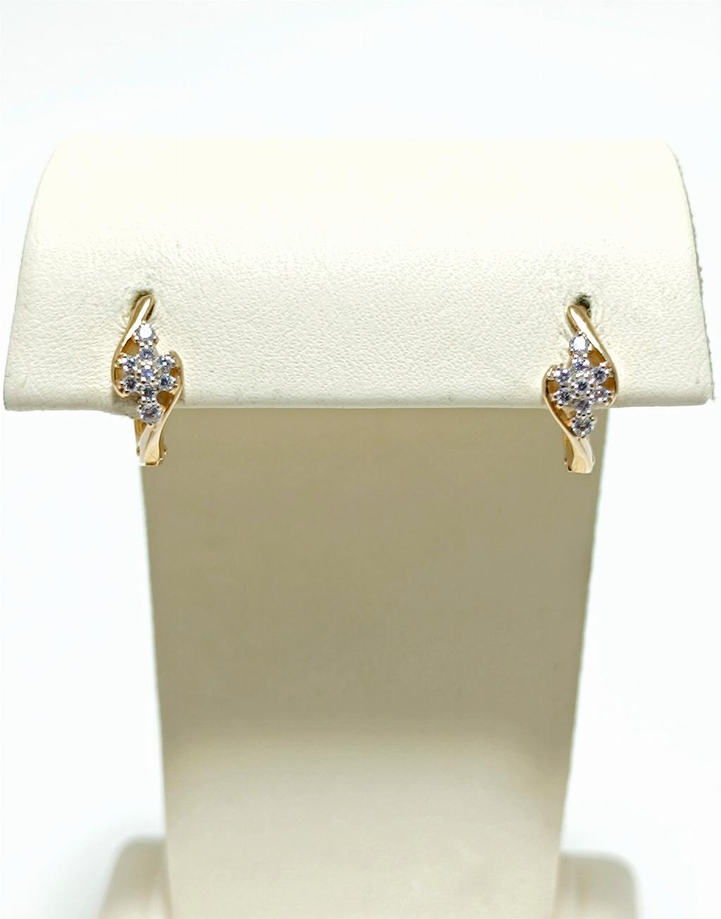 Золотые серьги, вставка фианит