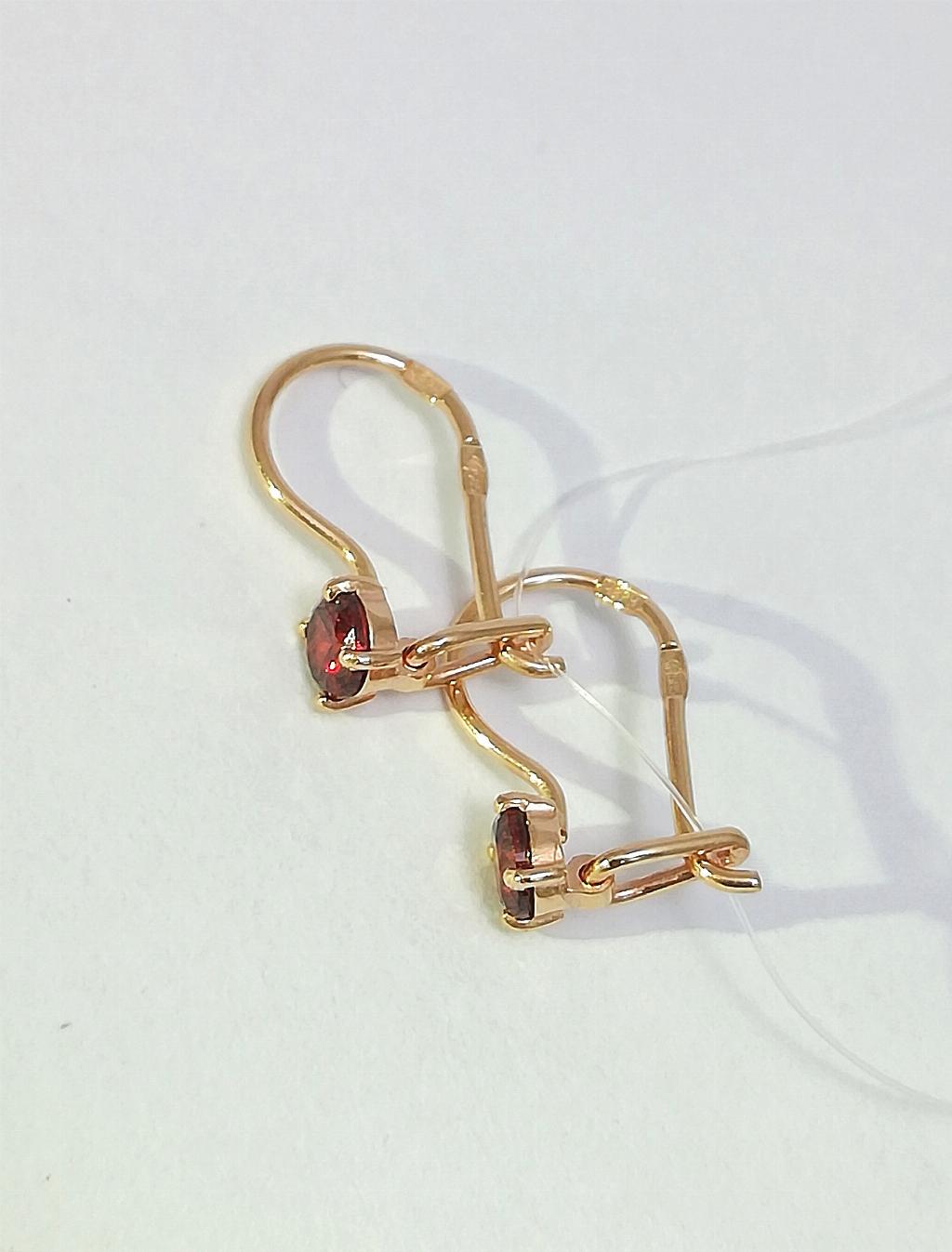 Золотые серьги детские, вставка фианит