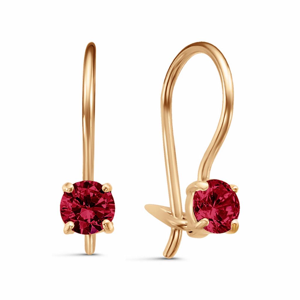 Золотые серьги детские, вставка фианит