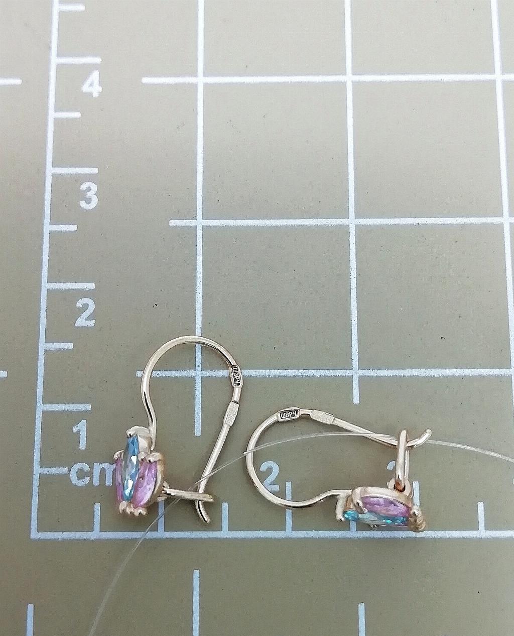 Золотые серьги детские, вставка фианит