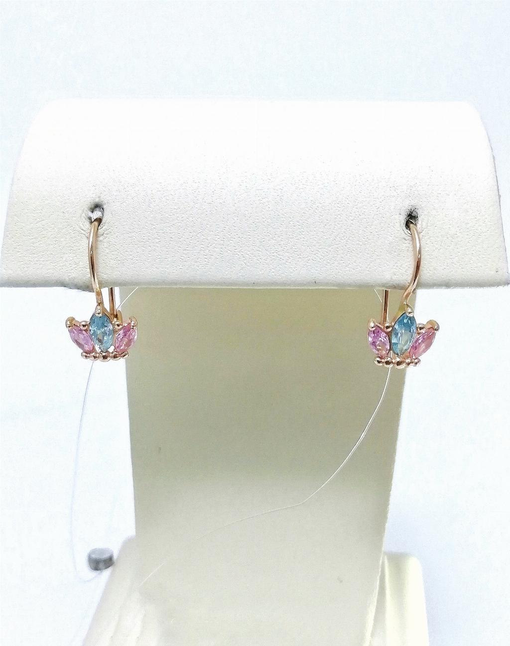 Золотые серьги детские, вставка фианит