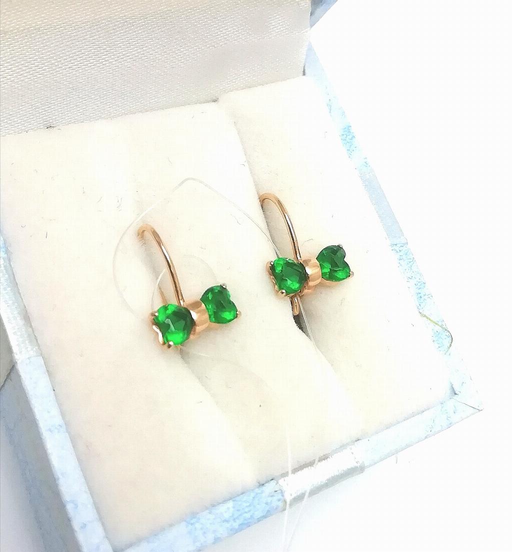 Золотые серьги детские, вставка фианит