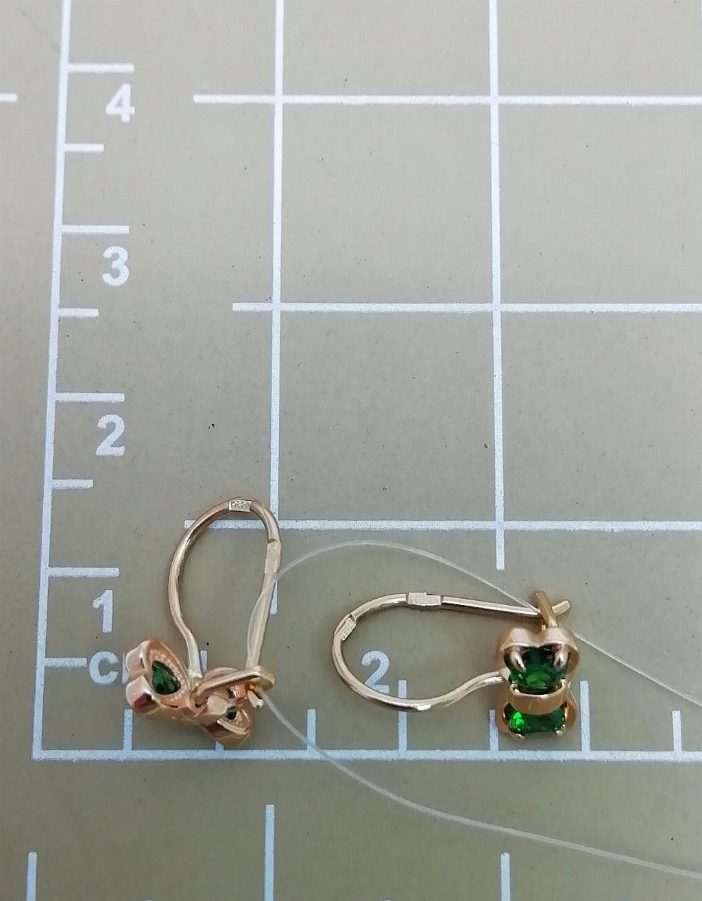 Золотые серьги детские, вставка фианит