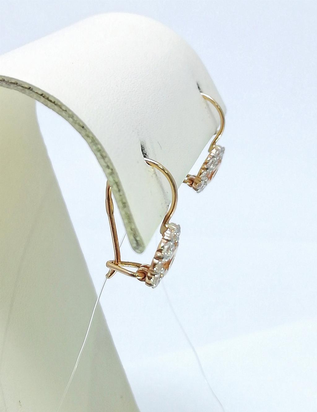 Золотые серьги шанель, вставка фианит