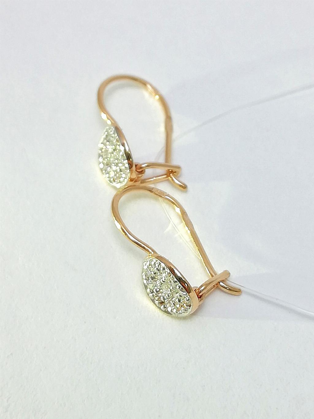 Золотые серьги, вставка фианит