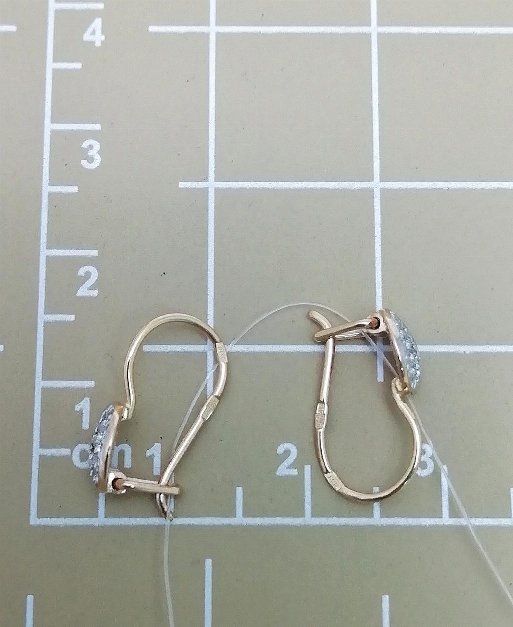 Золотые серьги, вставка фианит