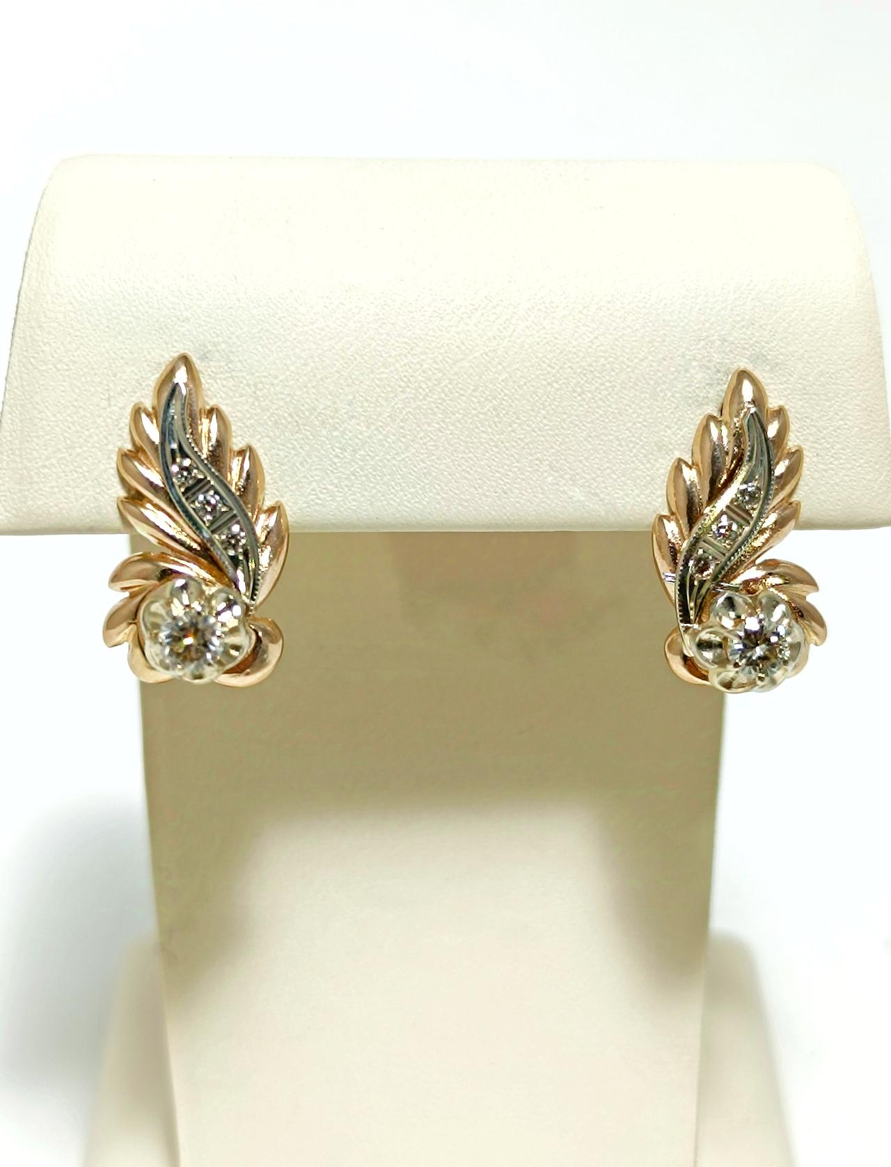 Золотые серьги, вставка бриллиант