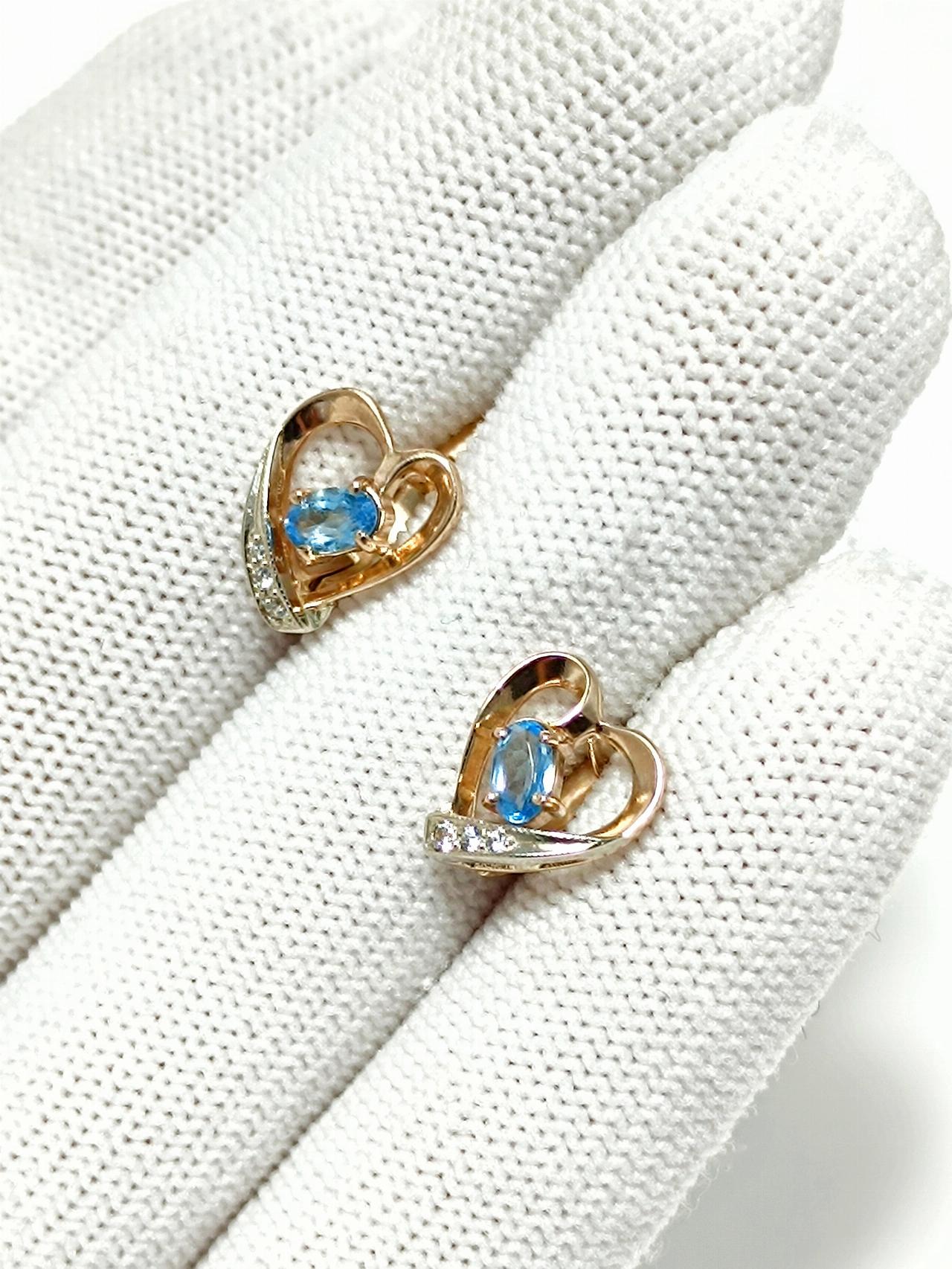 Золотые серьги женские, вставка фианит