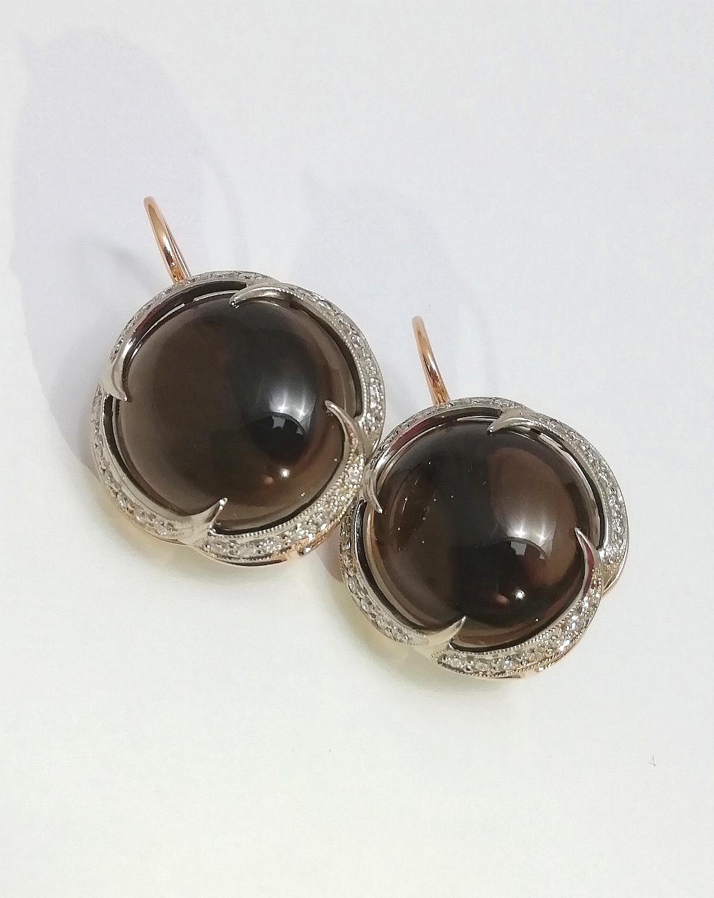 Золотые серьги крупные, вставка бриллиант