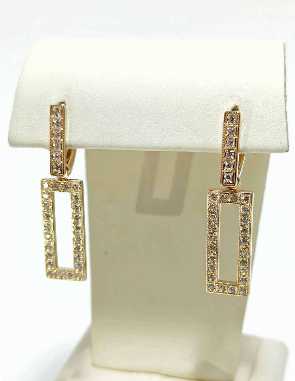 Золотые серьги женские, вставка фианит