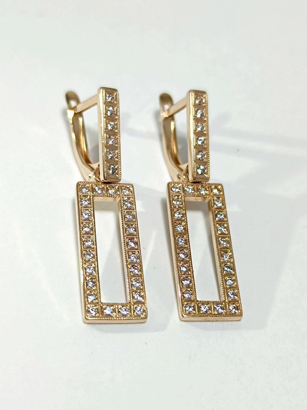 Золотые серьги женские, вставка фианит