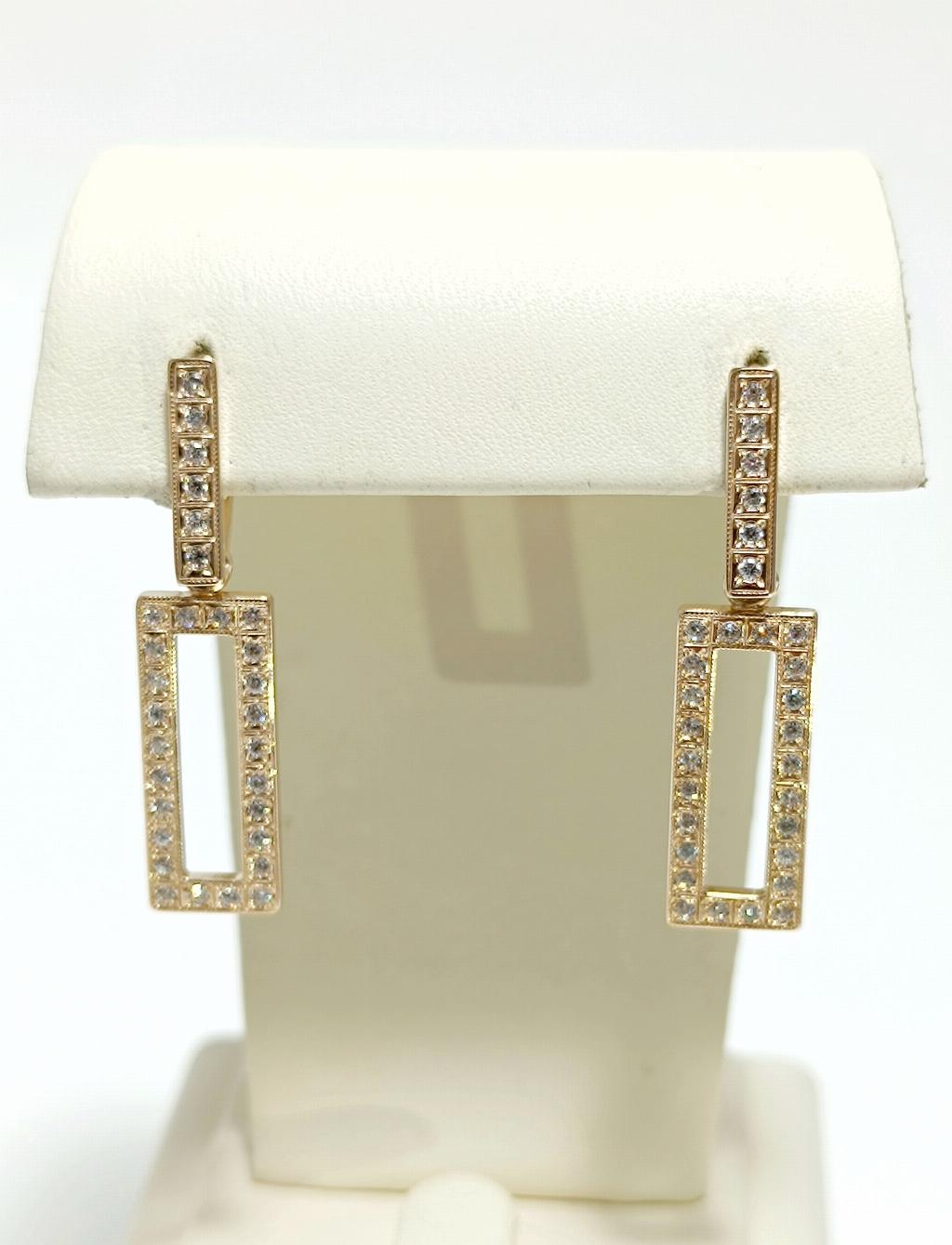 Золотые серьги женские, вставка фианит