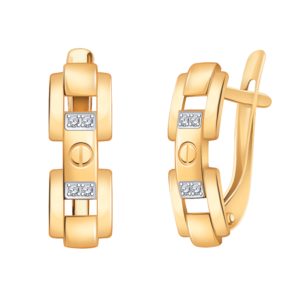 Золотые серьги, вставка фианит