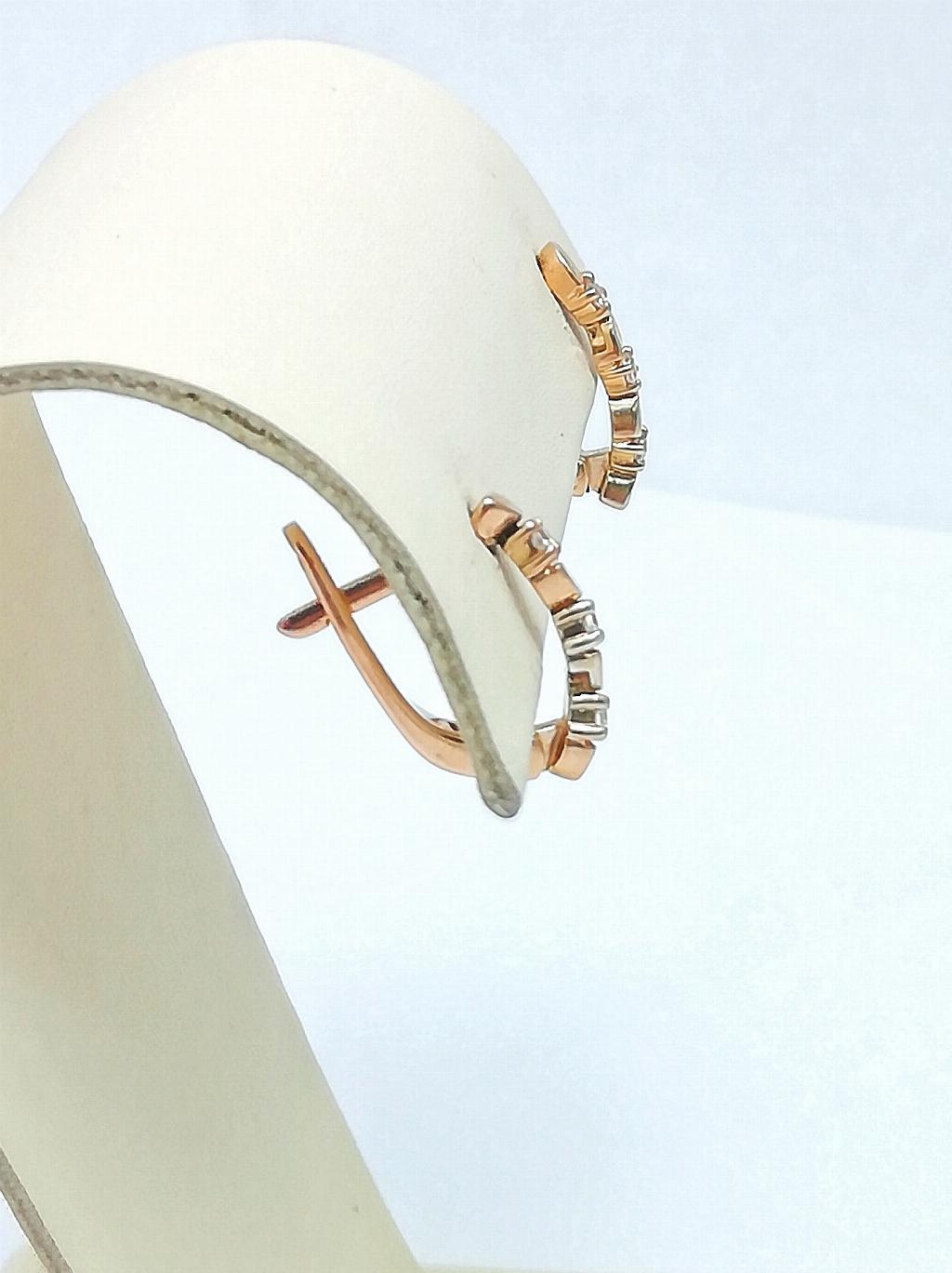 Золотые серьги, вставка фианит