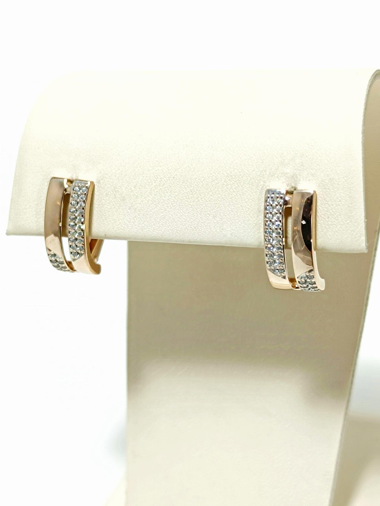 Золотые серьги женские, вставка фианит