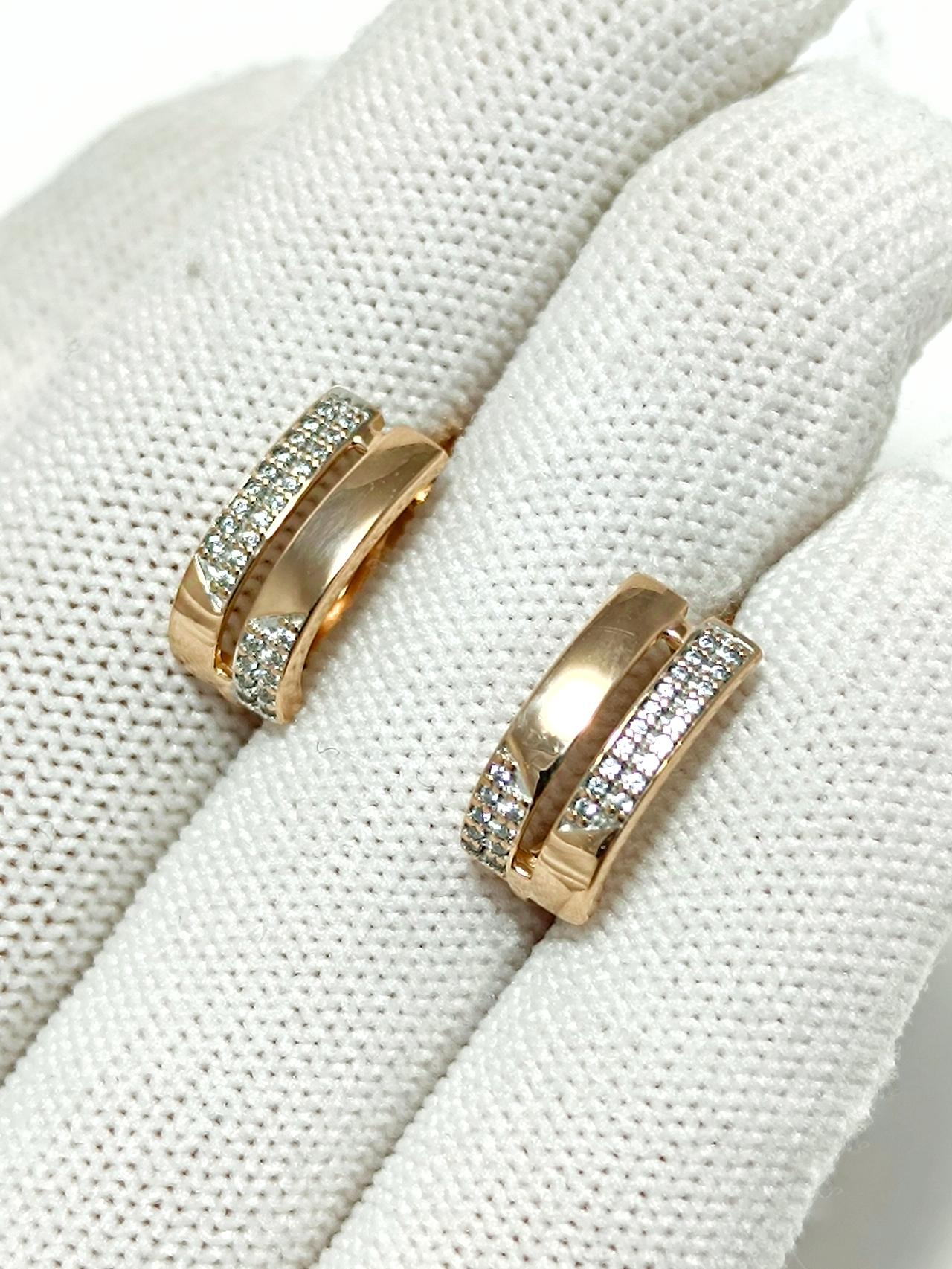 Золотые серьги женские, вставка фианит