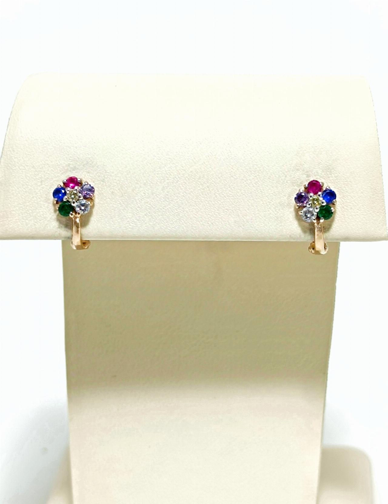 Золотые серьги детские, вставка фианит