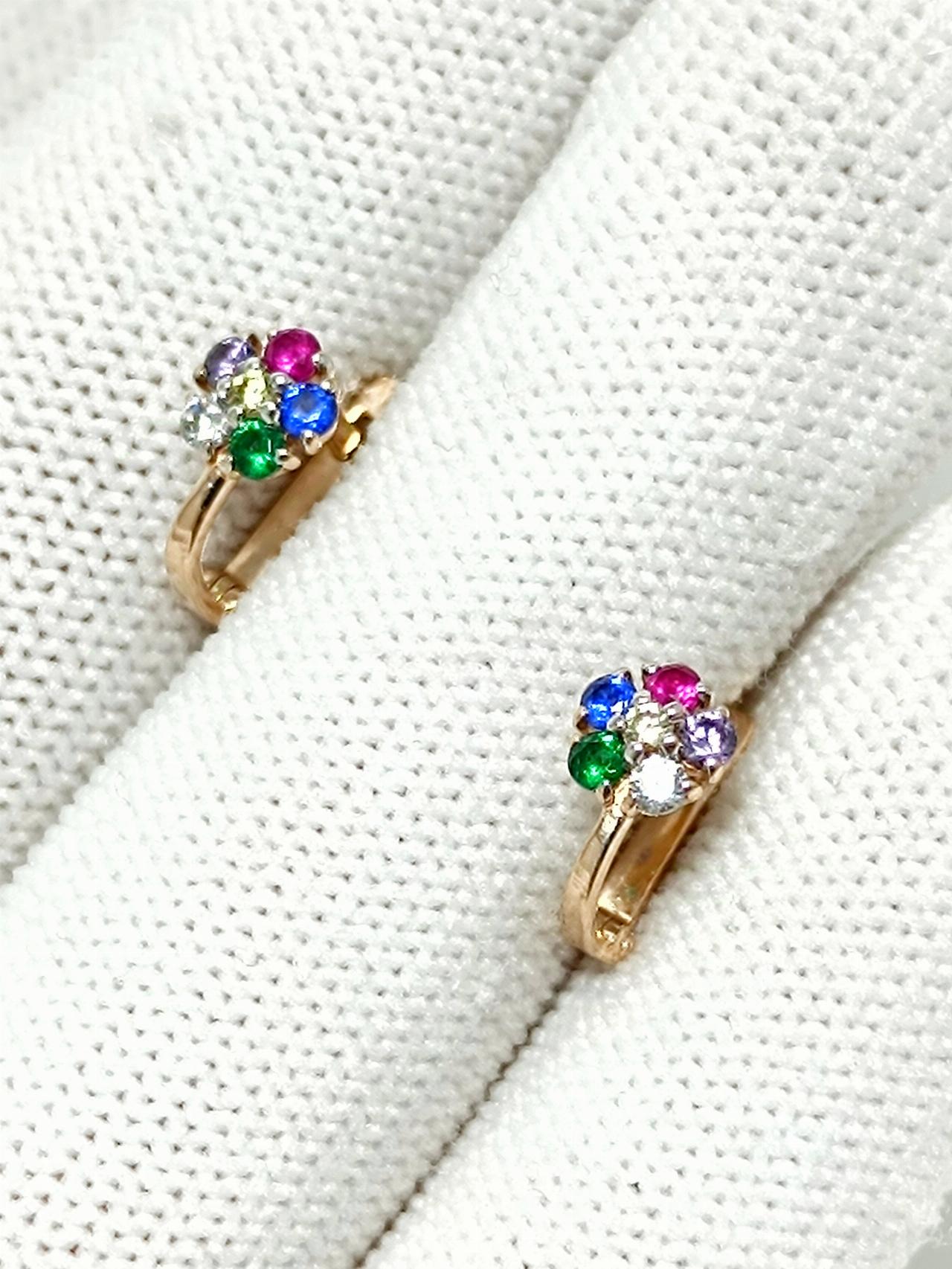 Золотые серьги детские, вставка фианит