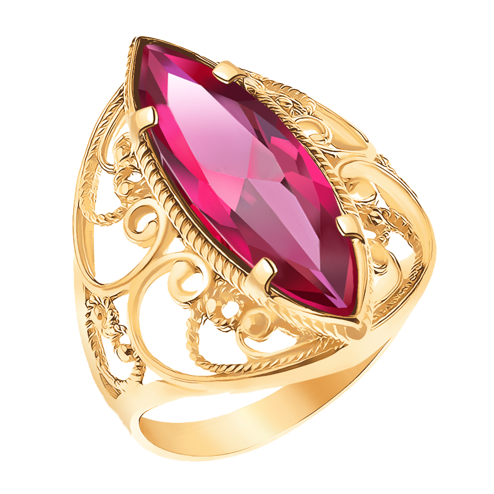 Золотое кольцо Маркиз, вставка фианит