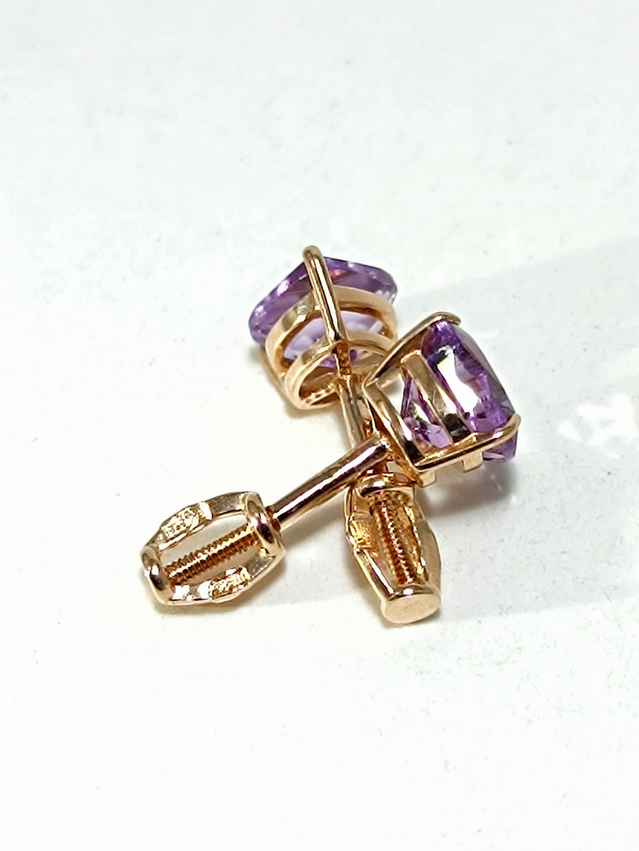 Золотые серьги пусеты, вставка фианит