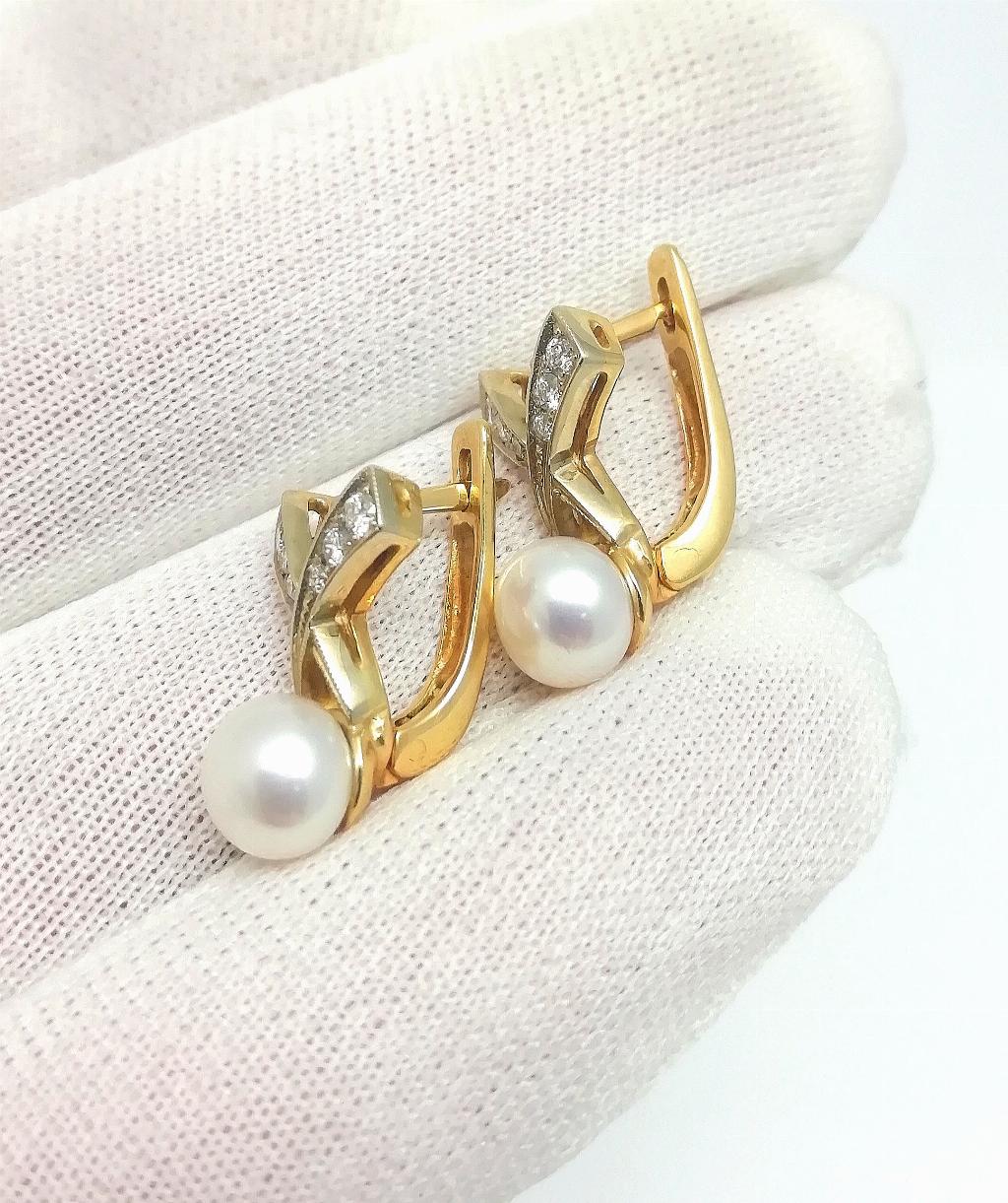 Серьги женские оригинальные, вставка бриллиант