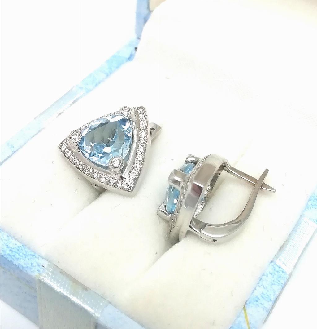 Серьги женские классические, вставка бриллиант