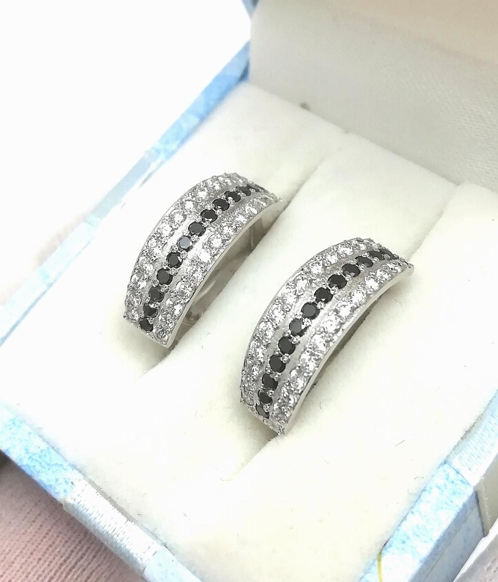 Серьги женские классические крупные, вставка бриллиант