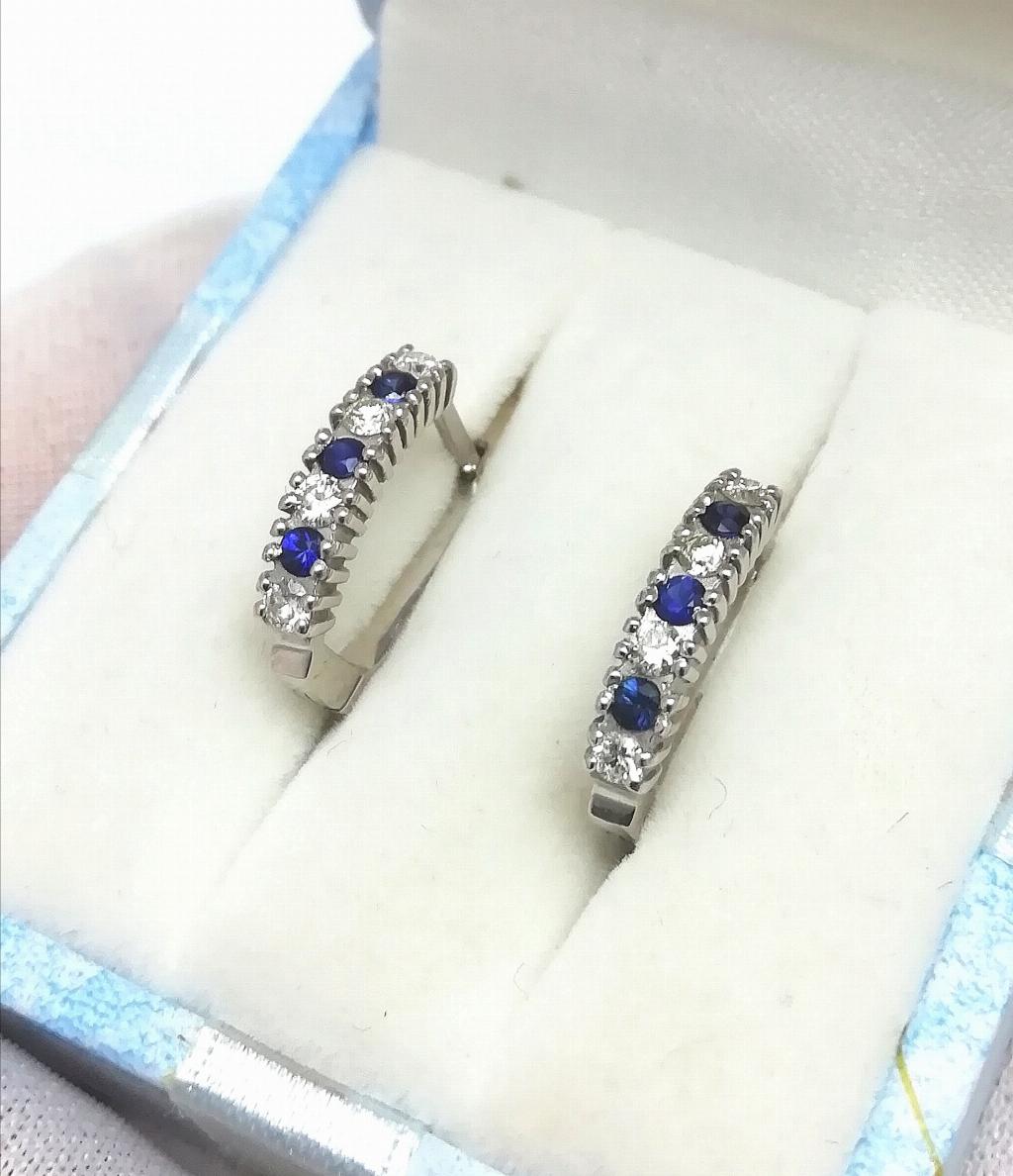 Золотые серьги женские, вставка бриллиант