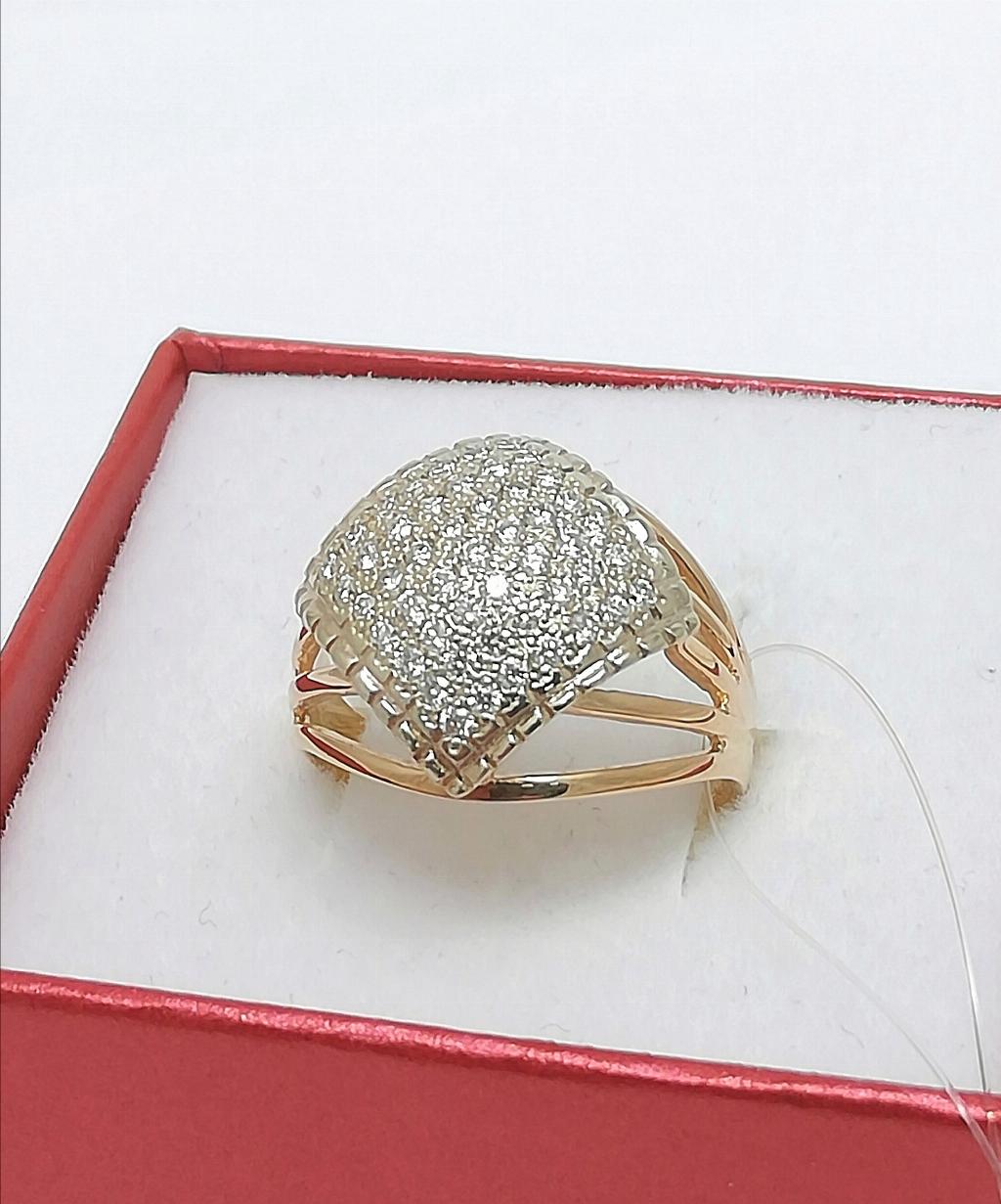 Золотое кольцо женское, вставка бриллиант