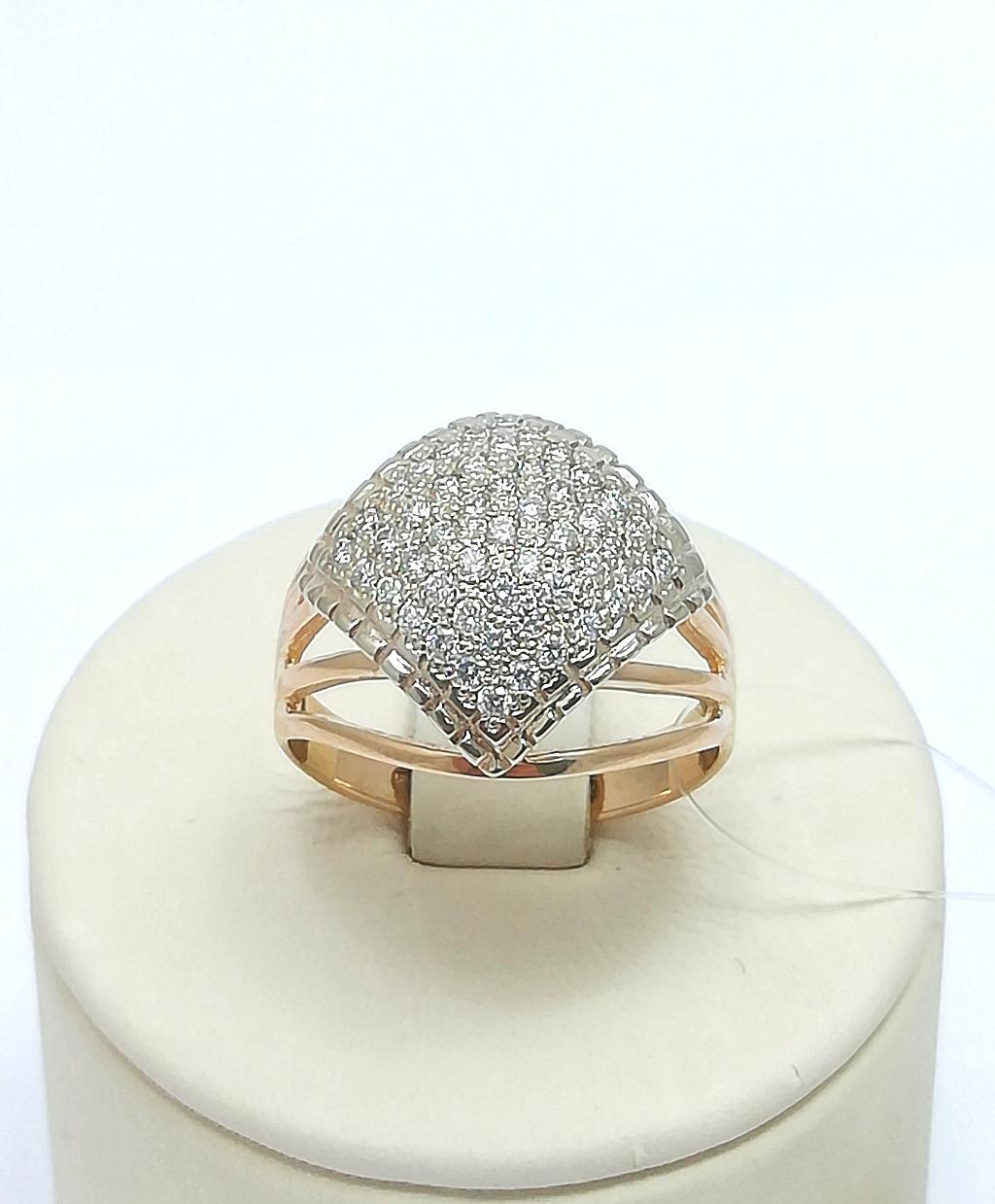 Золотое кольцо женское, вставка бриллиант