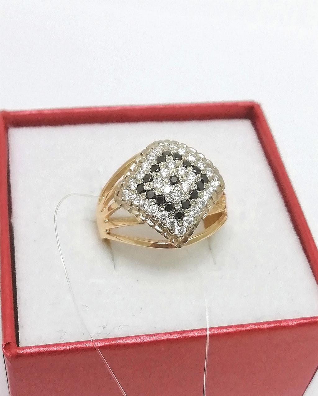 Золотое кольцо женское, вставка бриллиант