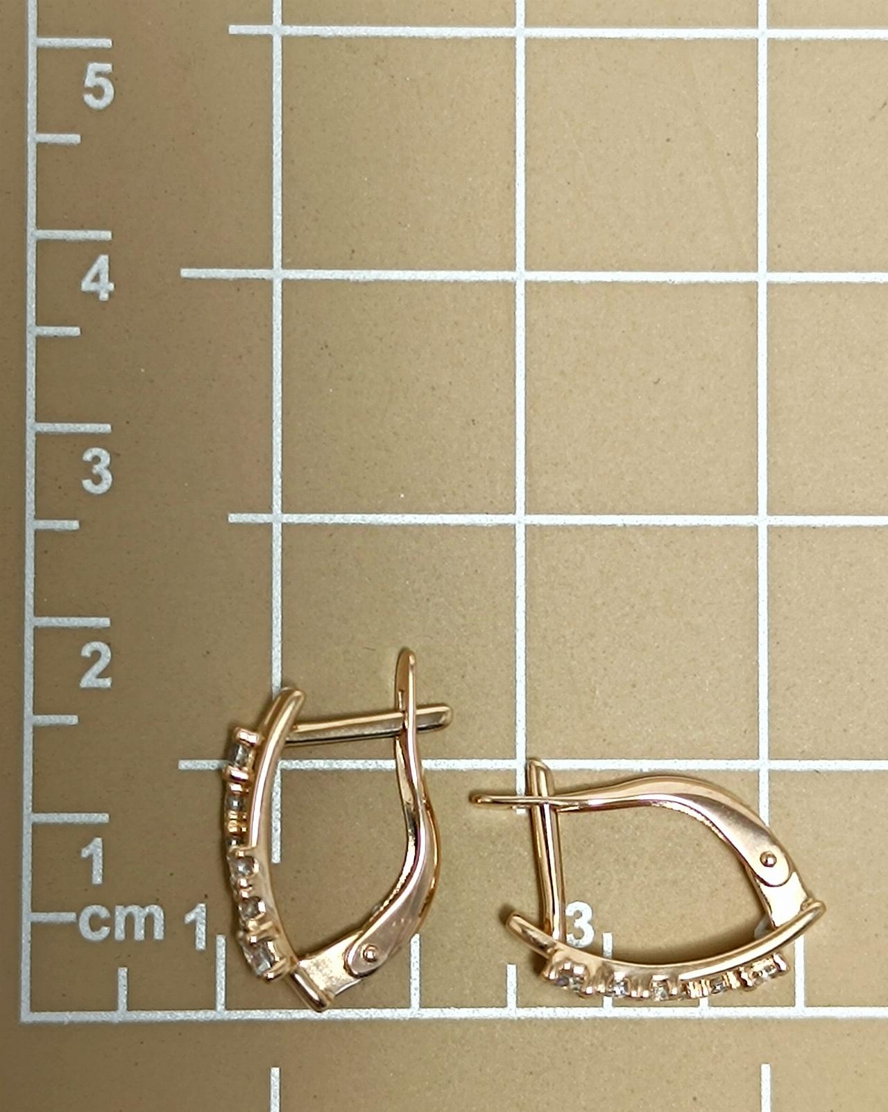 Золотые серьги женские, вставка фианит