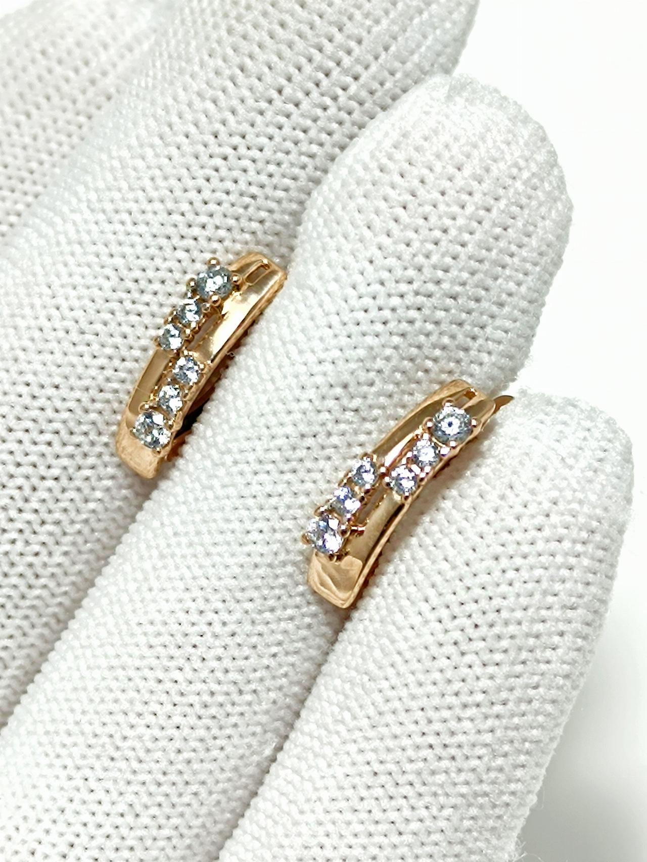 Золотые серьги женские, вставка фианит