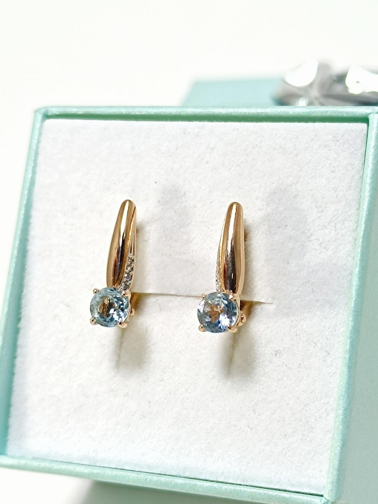 Золотые серьги женские, вставка фианит