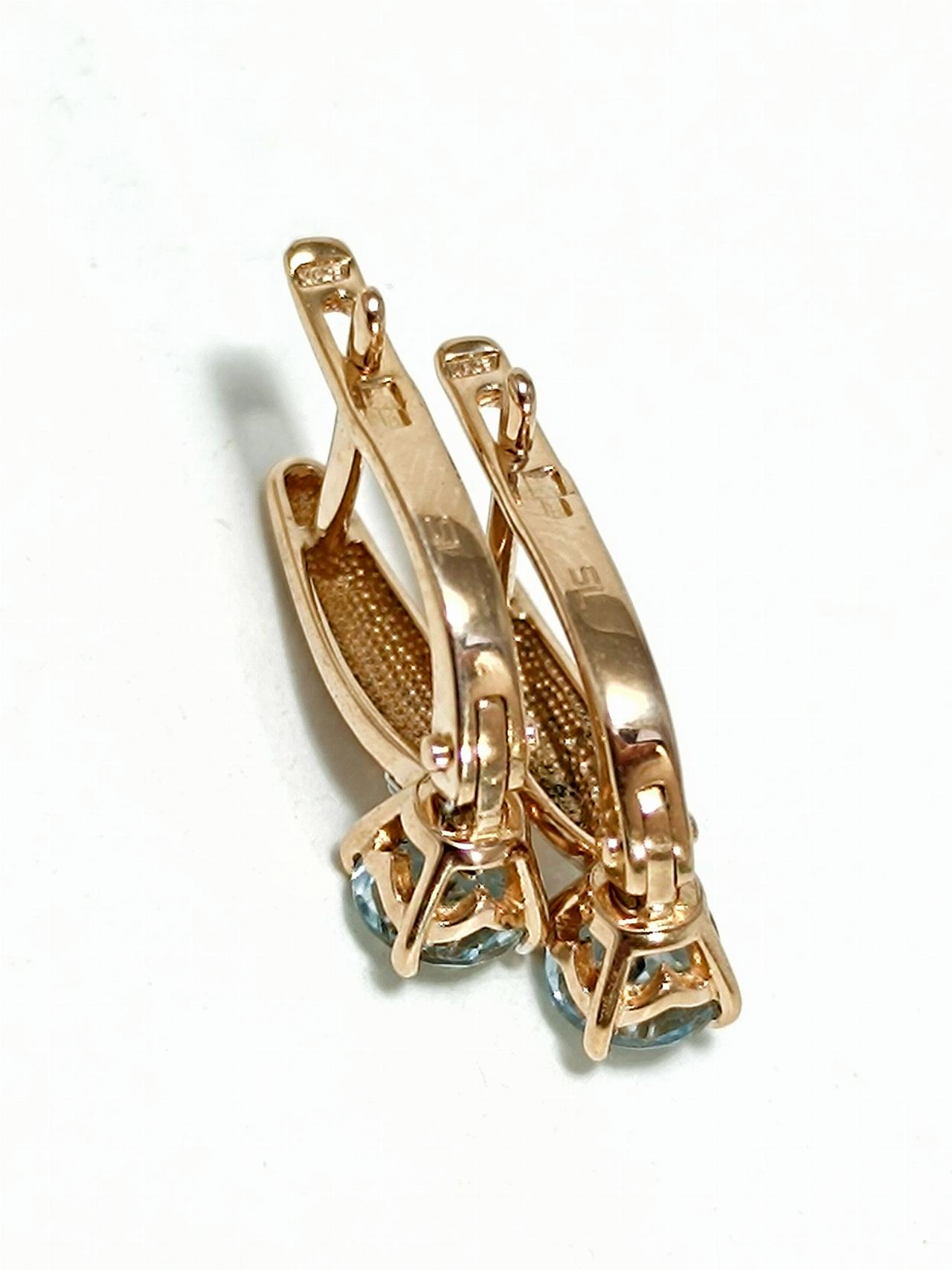 Золотые серьги женские, вставка фианит