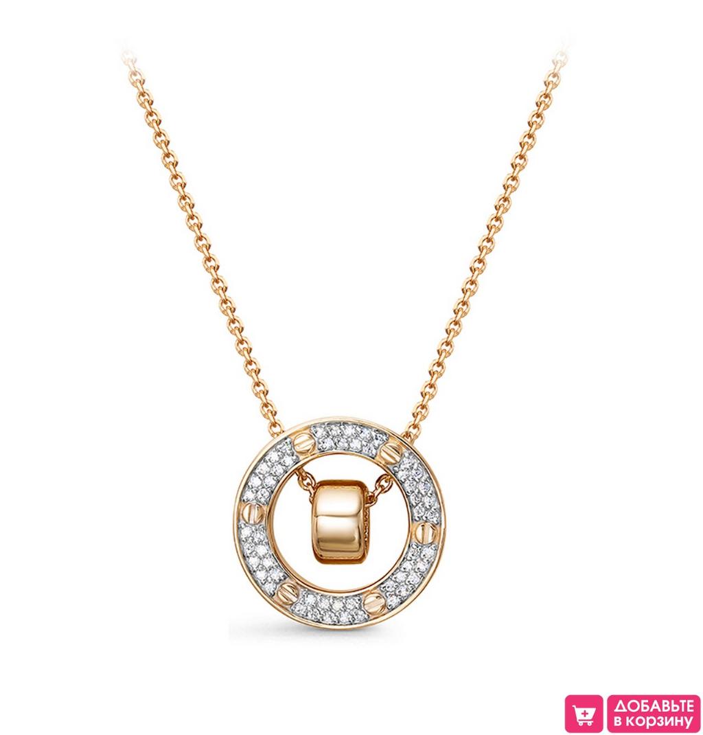 Золотое колье, вставка фианит