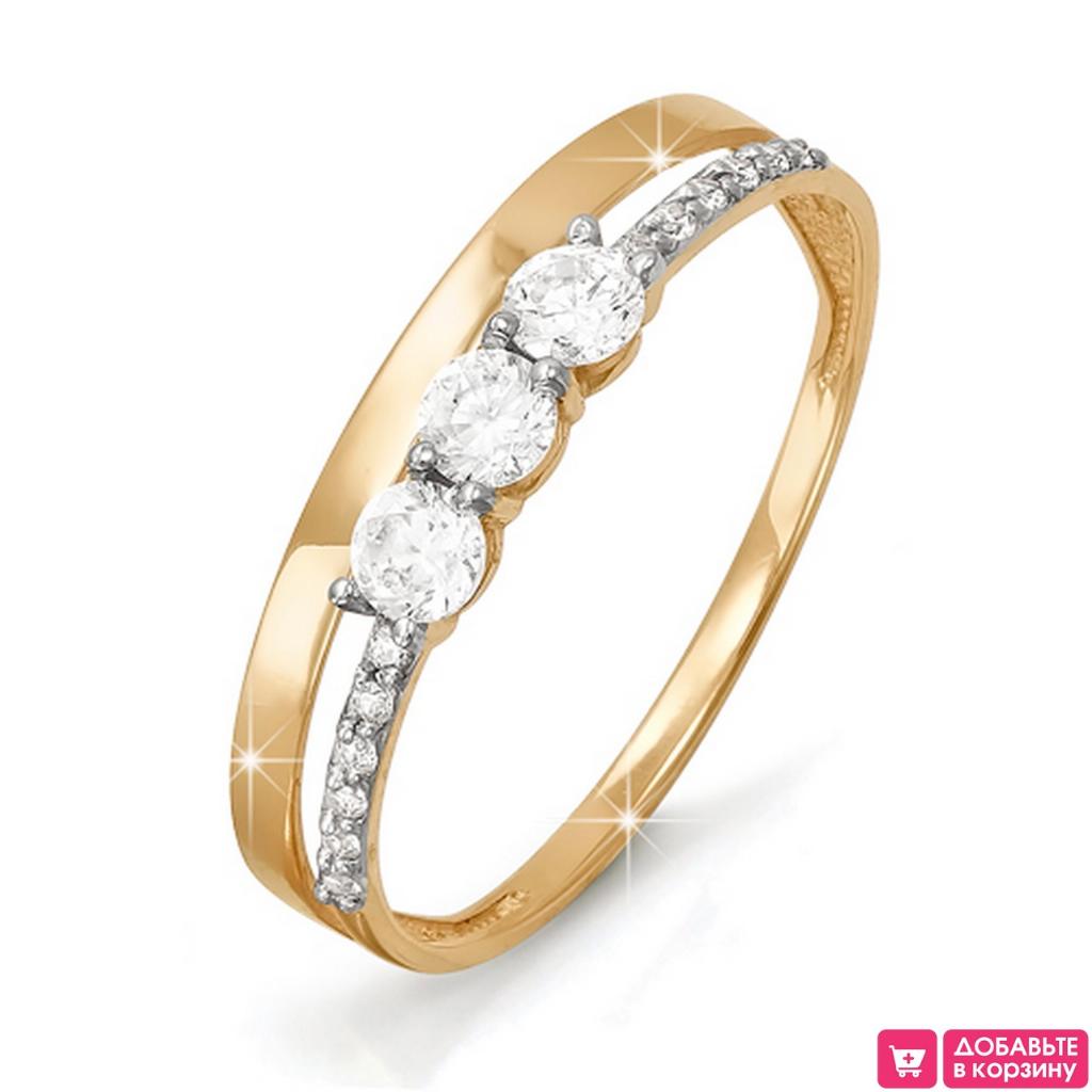 Золотое кольцо женское, вставка фианит