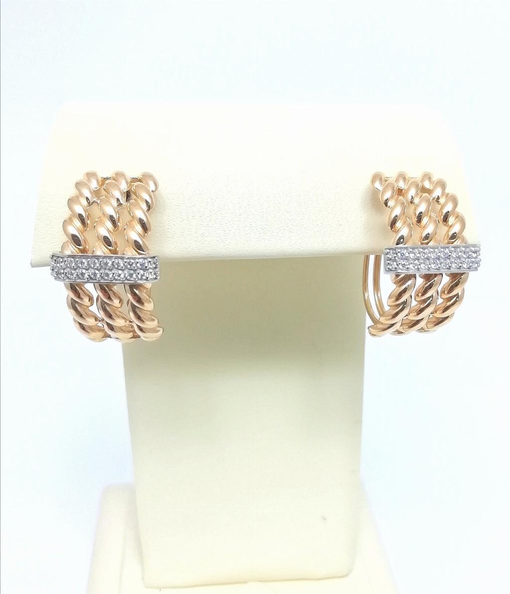 Золотые серьги, вставка фианит