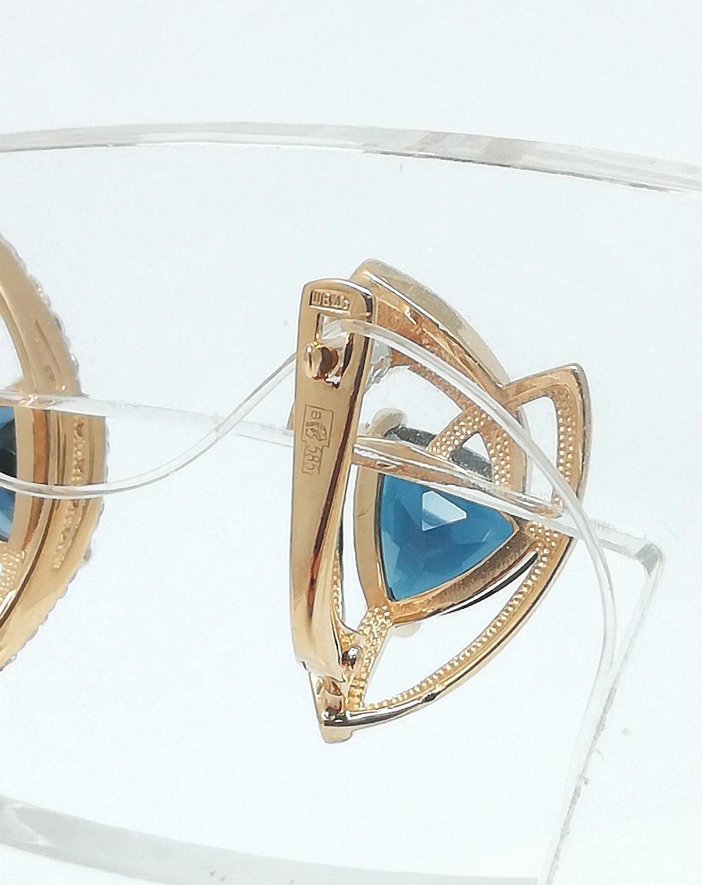 Золотые серьги, вставка фианит