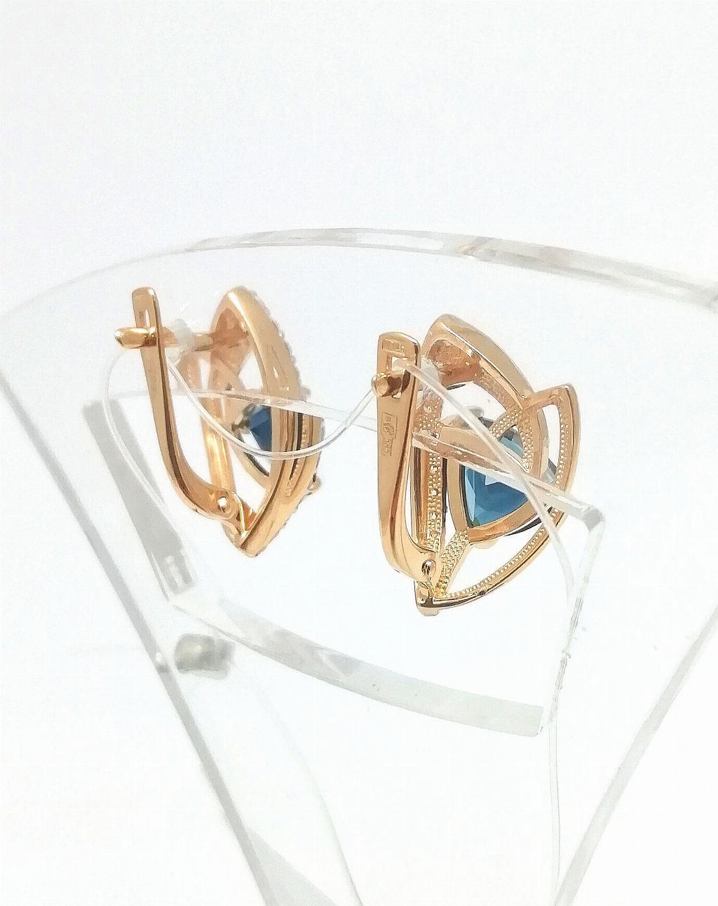 Золотые серьги, вставка фианит