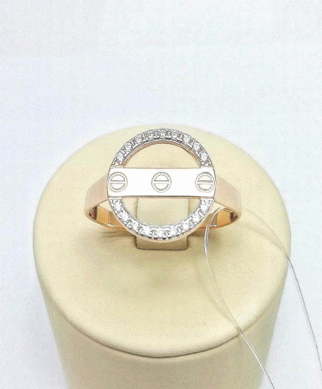 Золотое кольцо женское, вставка фианит