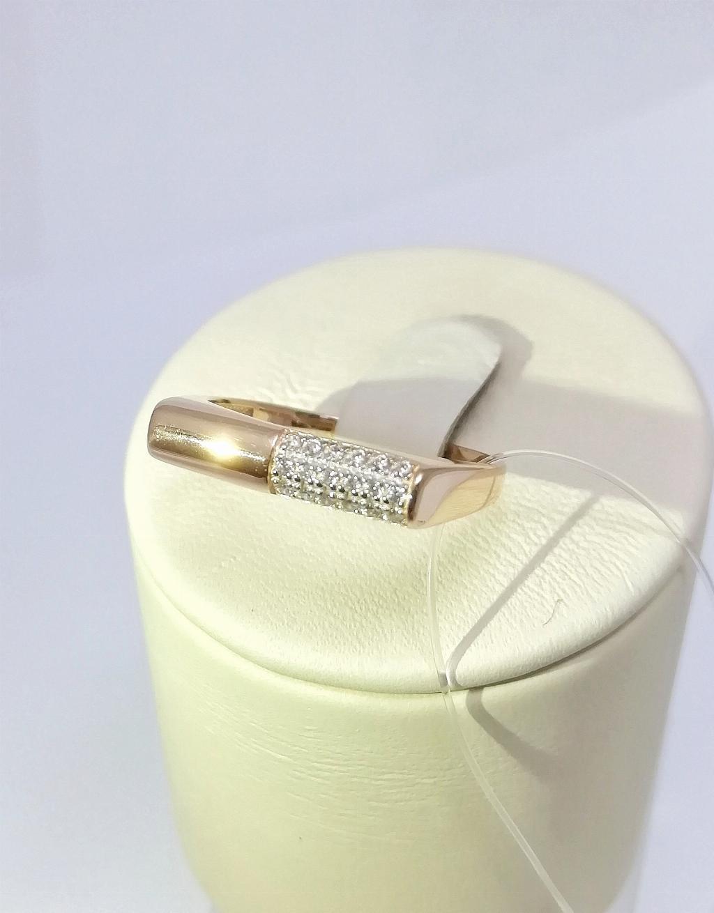 Золотое кольцо женское, вставка фианит