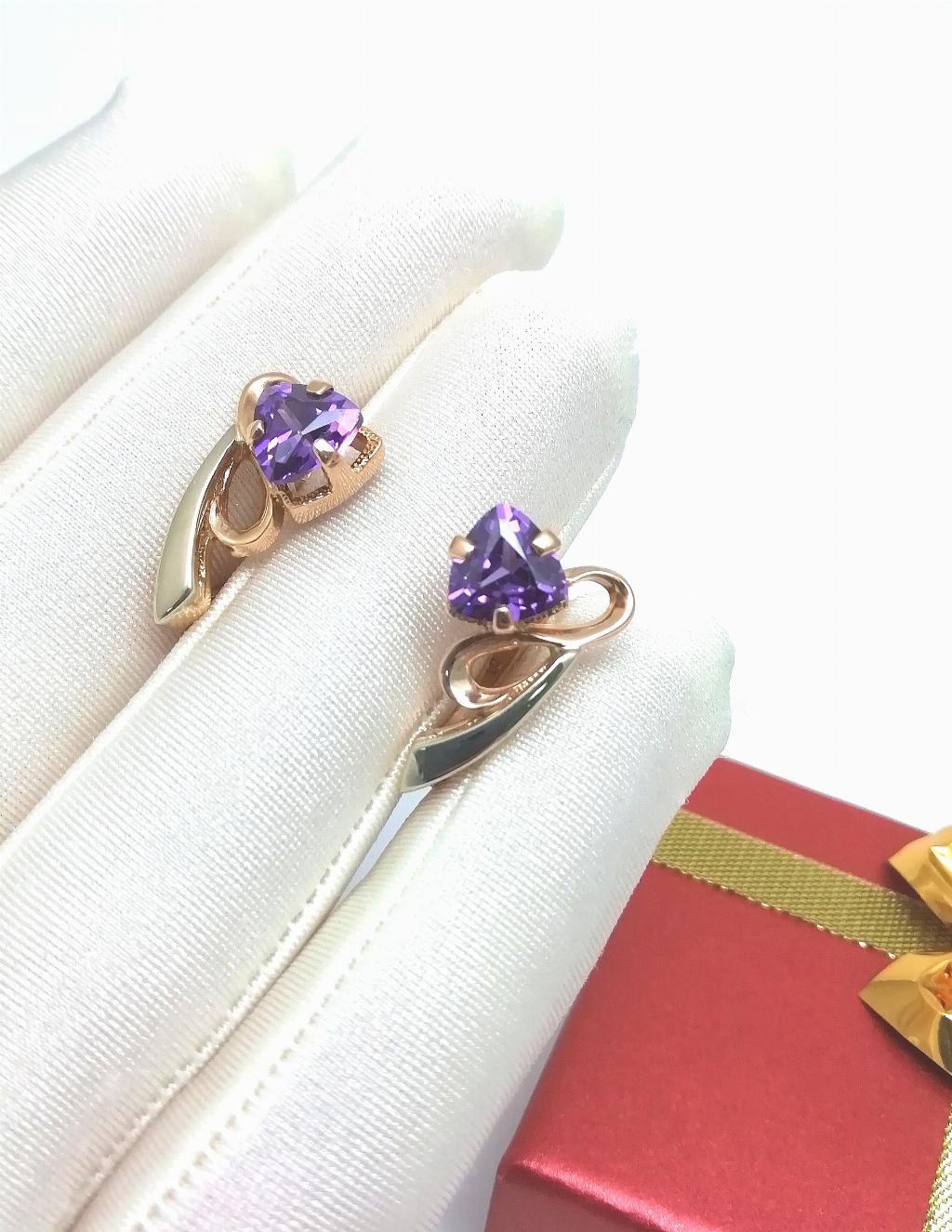 Золотые серьги, вставка фианит