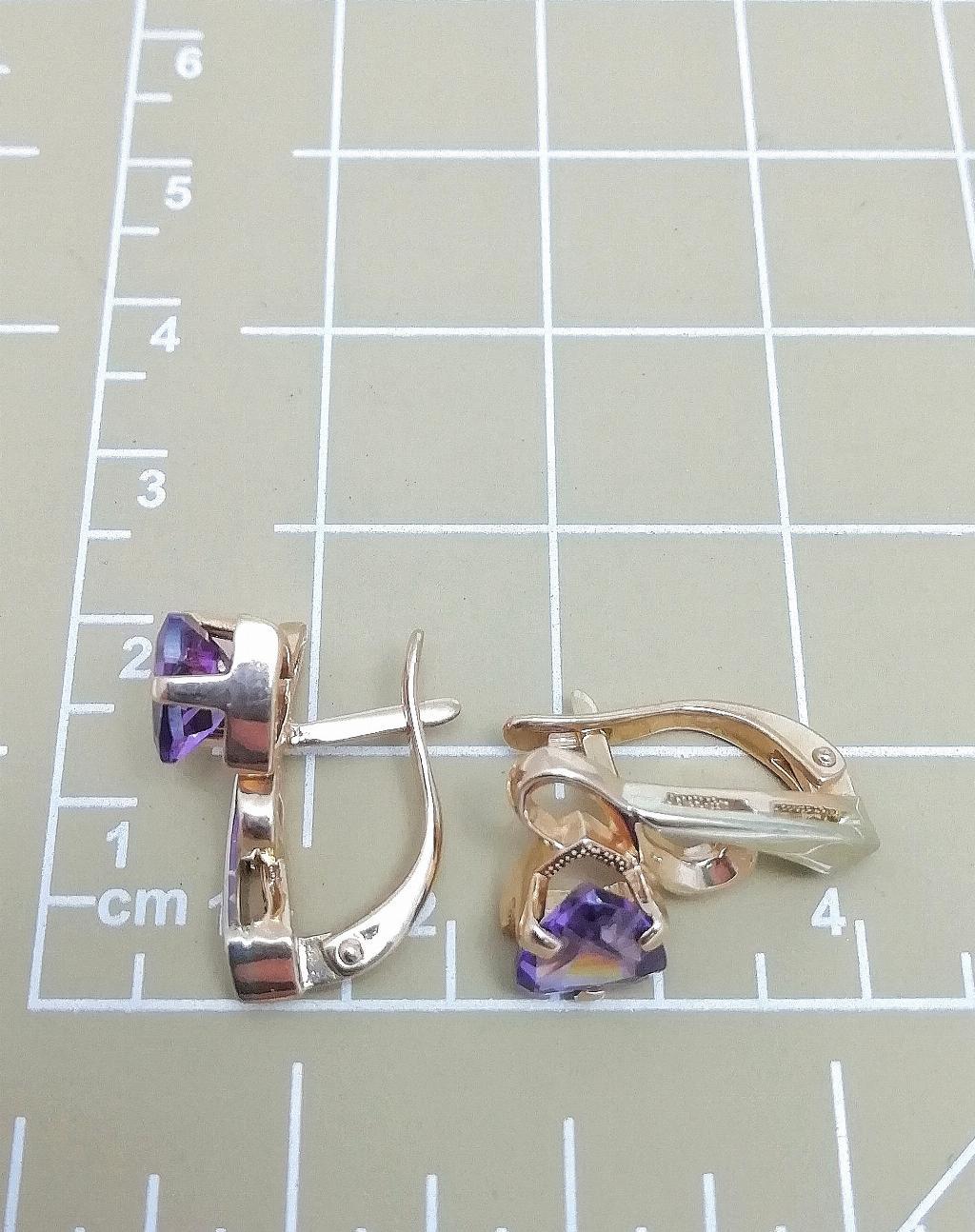 Золотые серьги, вставка фианит