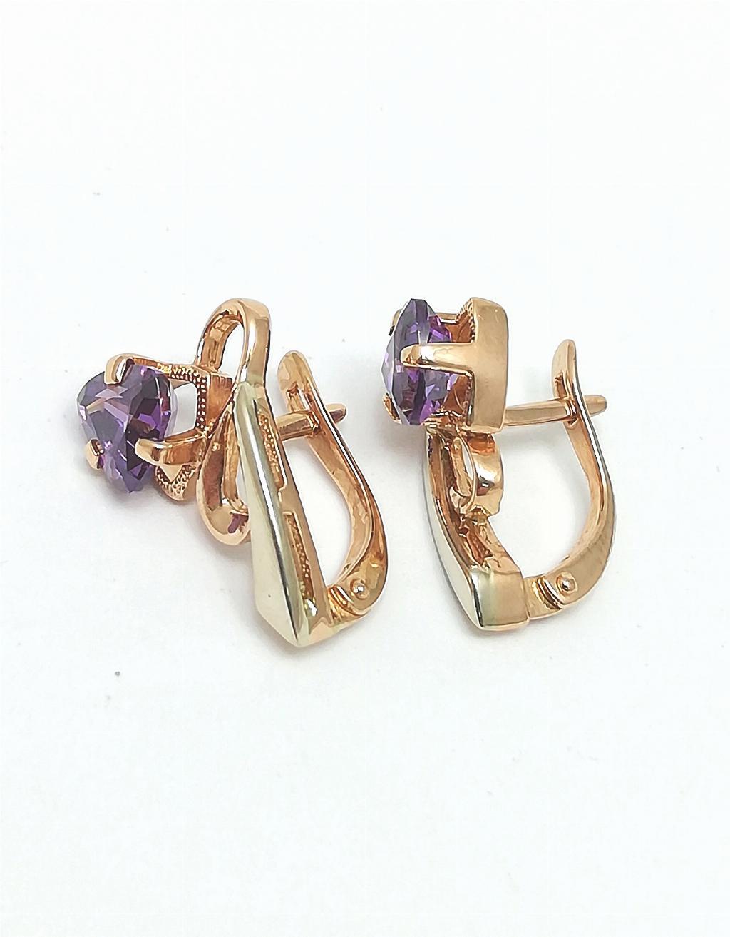 Золотые серьги, вставка фианит